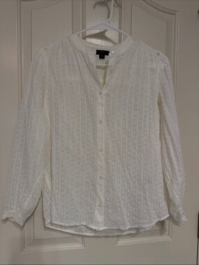J. Crew Swiss Dot White Button-Down Blouse